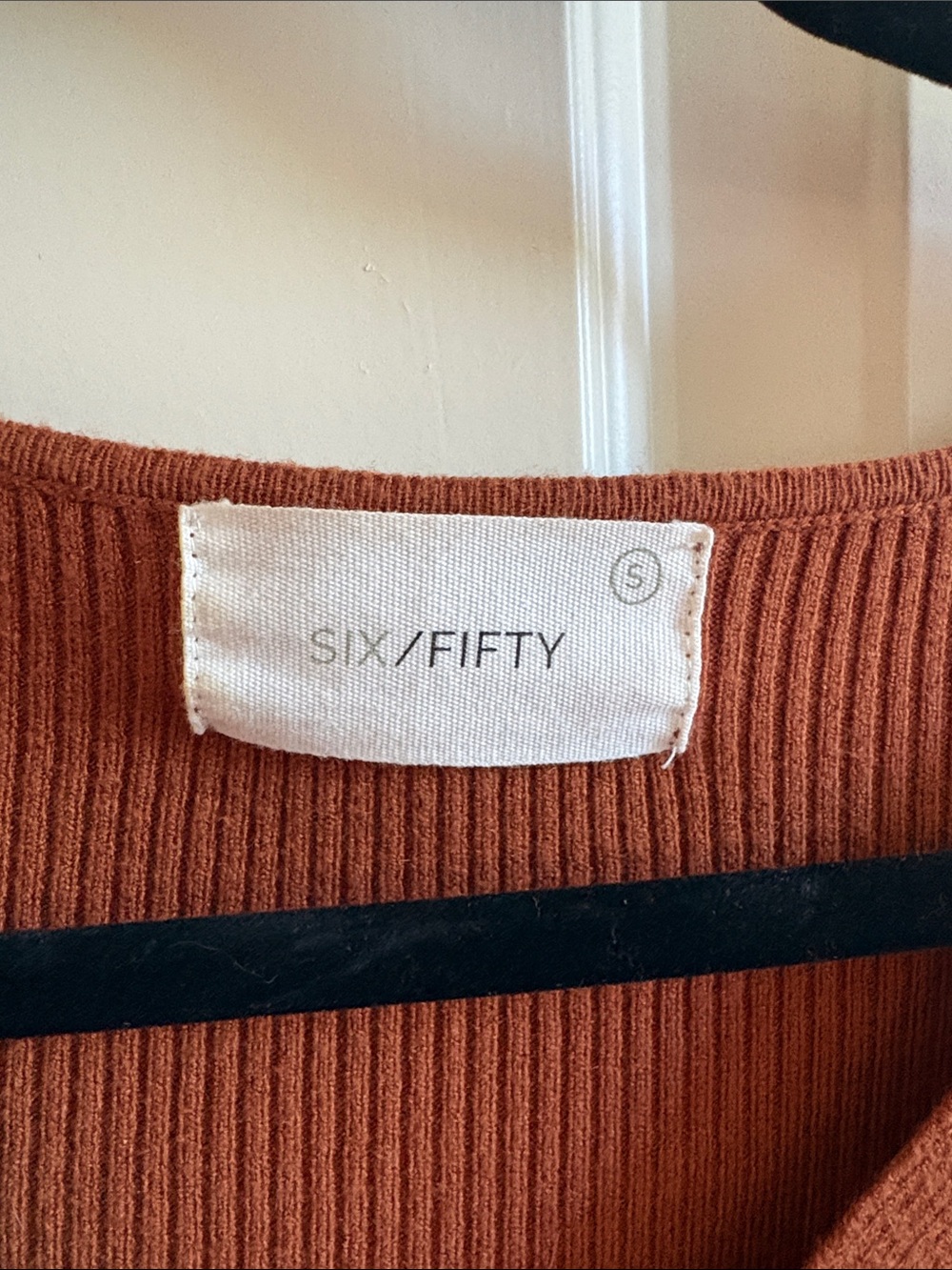 Rust Wrap-Front Ribbed Sweater - Picture 2 of 3